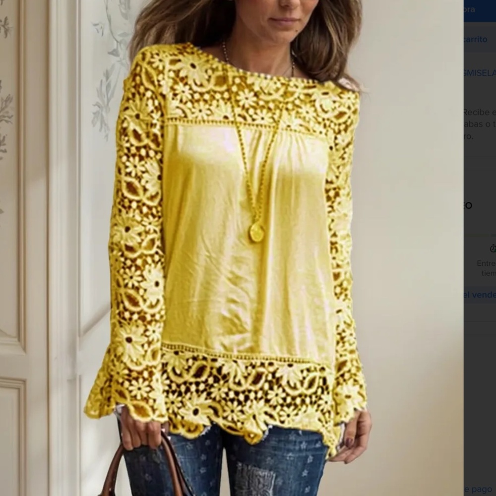Top Boho Knitted Lace Bohemian style Blouse